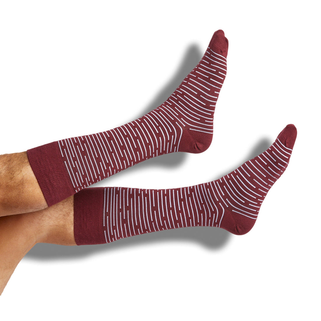 Striped Socks-Maroon/White