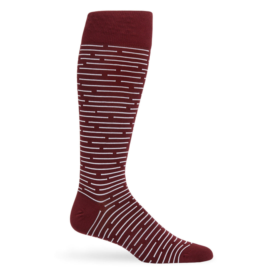 Striped Socks-Maroon/White