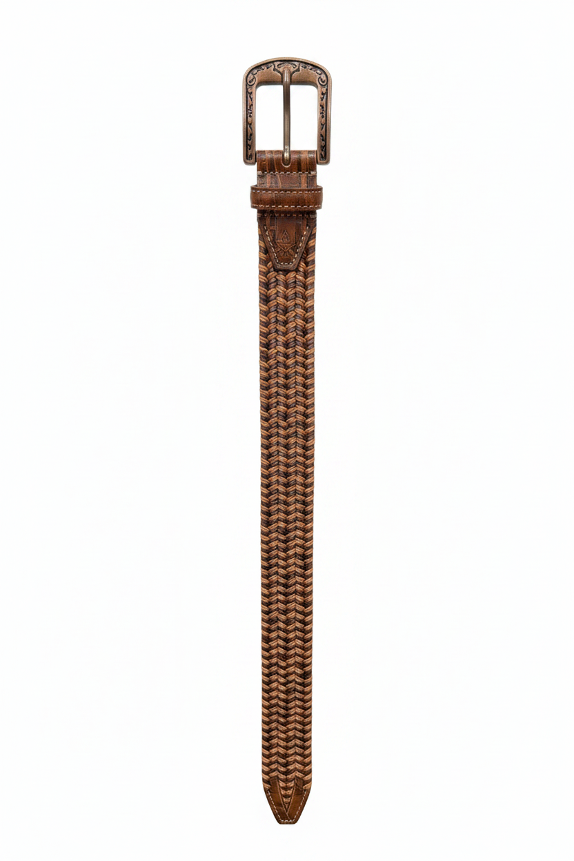 Woven Italian Belt-Brown/Khaki