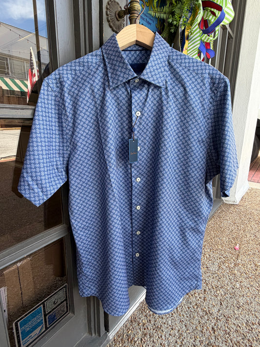 Patterned Buttondown-Navy