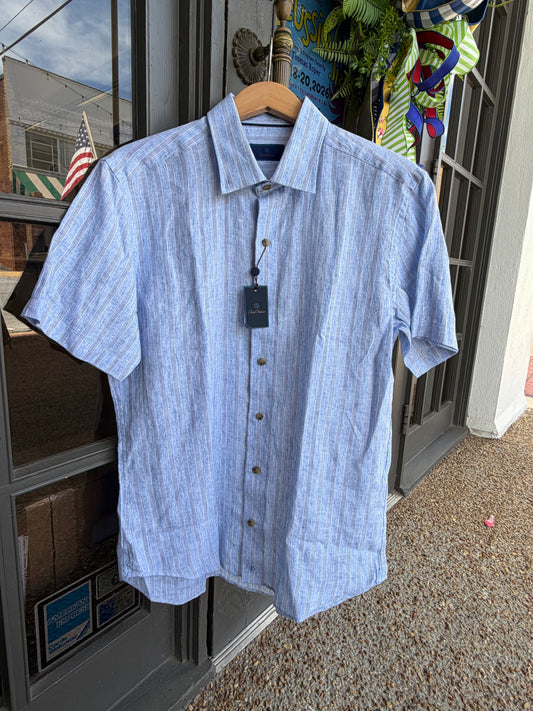 Striped SS Buttondown-Blue