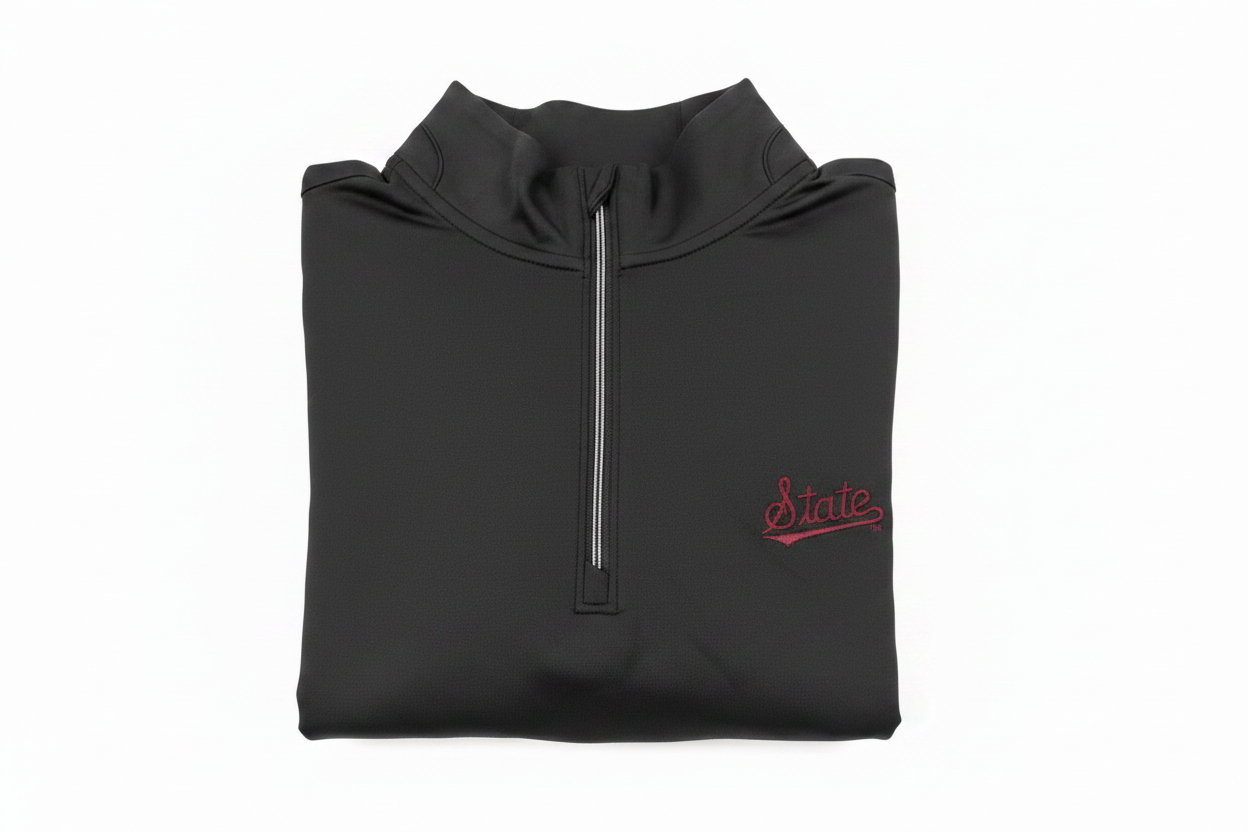 Black Motion 1/4 Zip-MS State Logo