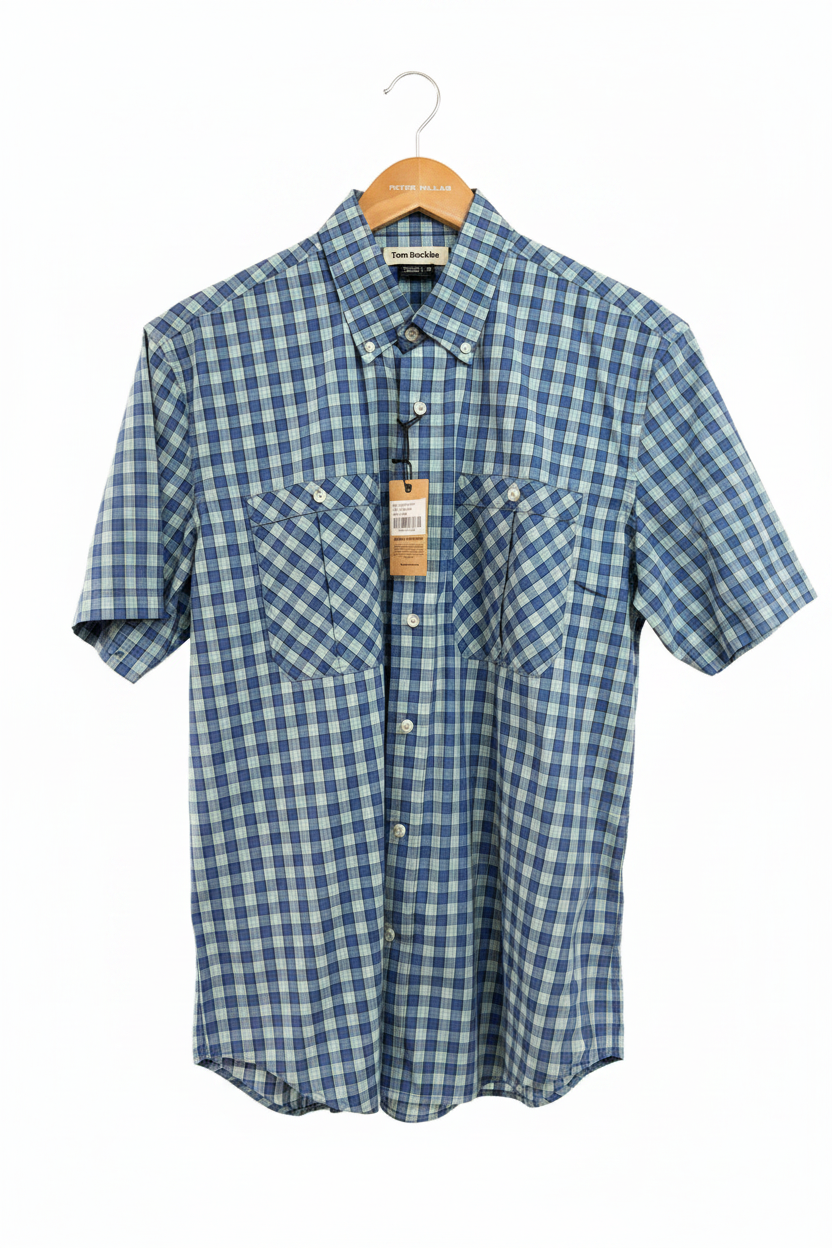 Plaid Buttondown-Pearl Blue