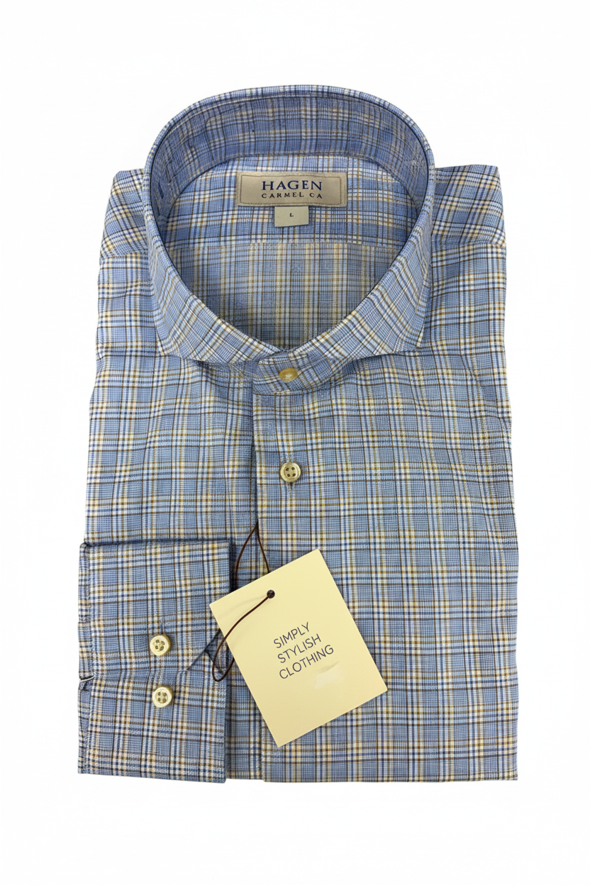 Plaid Buttondown-Ctg. Blue-Tan