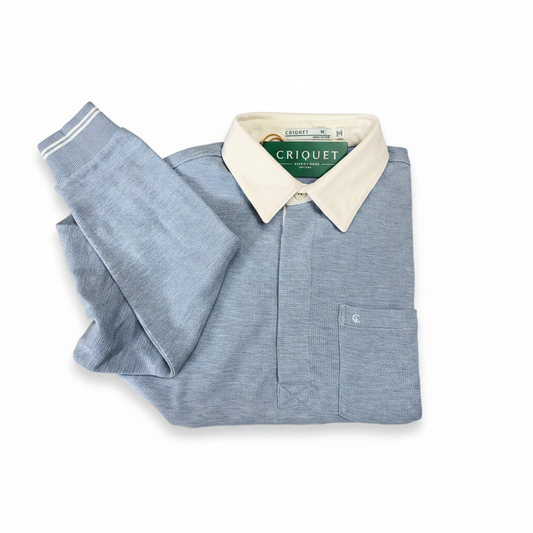 Waffle Rugby Shirt-Heather Blue
