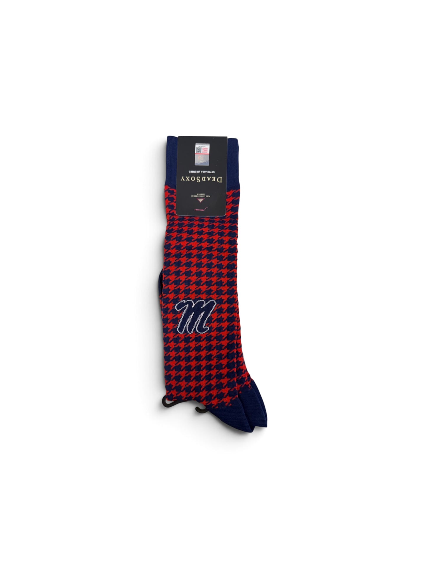 Red/Navy Check Socks-Ole Miss