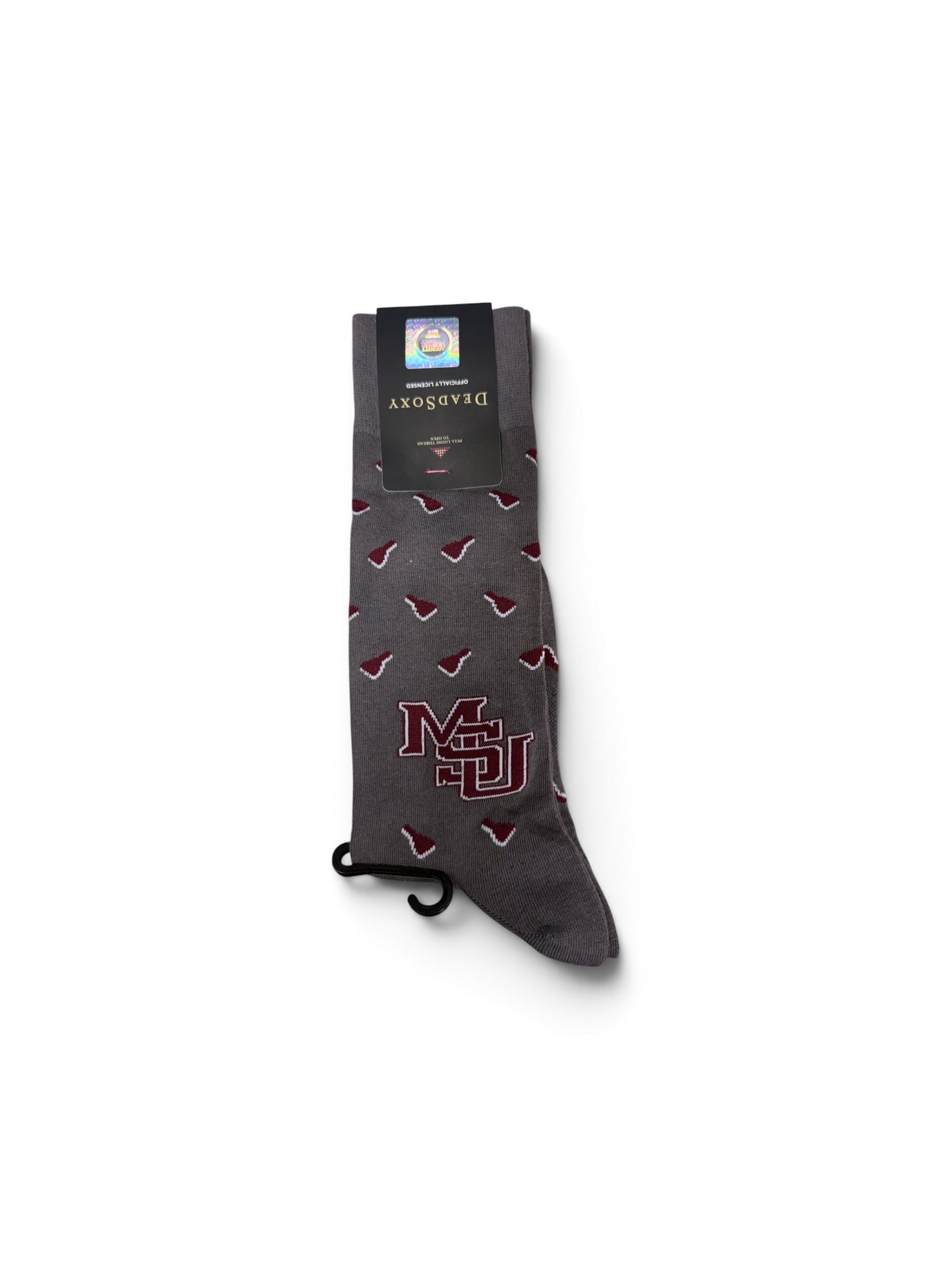 Gray Cowbell Socks-MSU