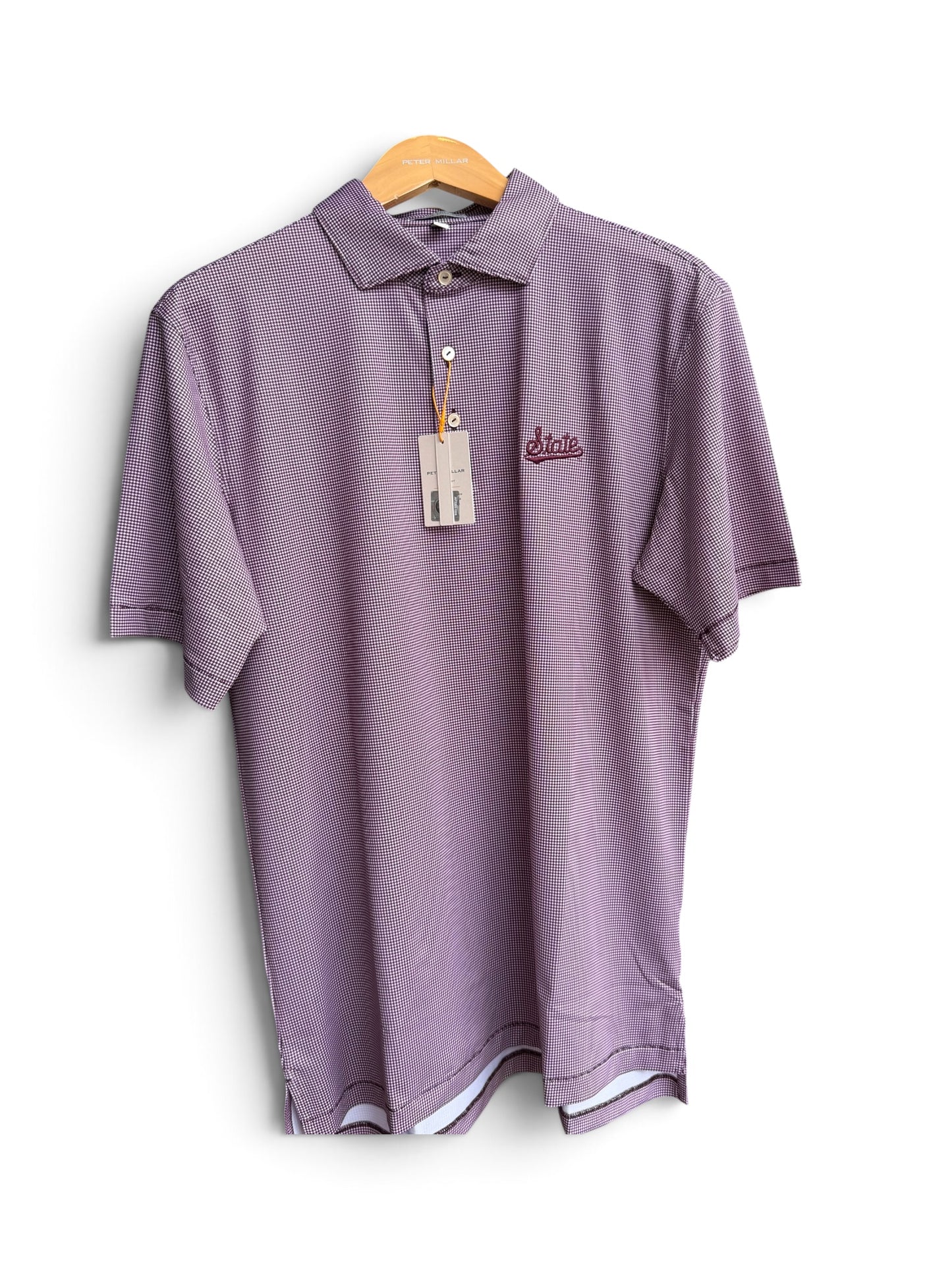 MS State Border Jersey Polo-State Script(Maroon)