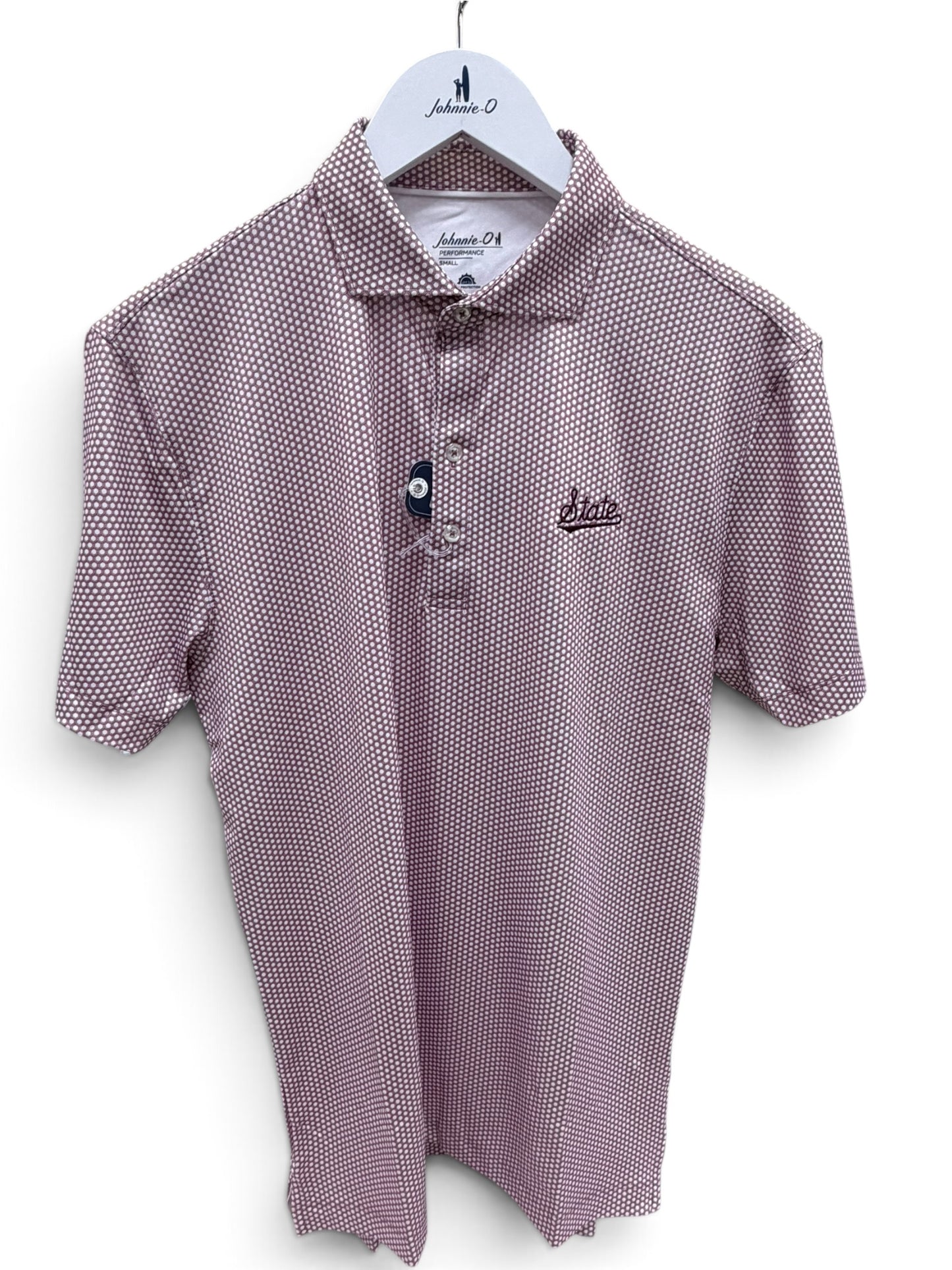 Johnnie-O Hex State Script Polo-Maroon 3