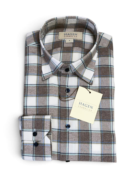Hagen-Taupe Plaid Buttondown