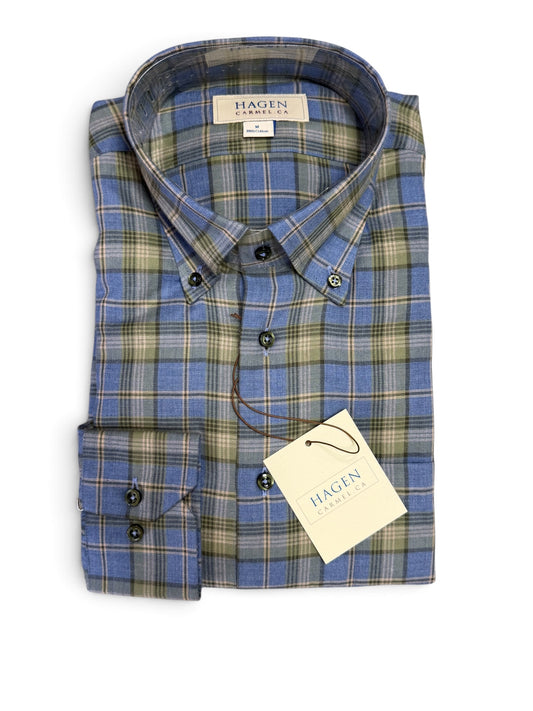 Hagen Buttondown-Ocean Plaid