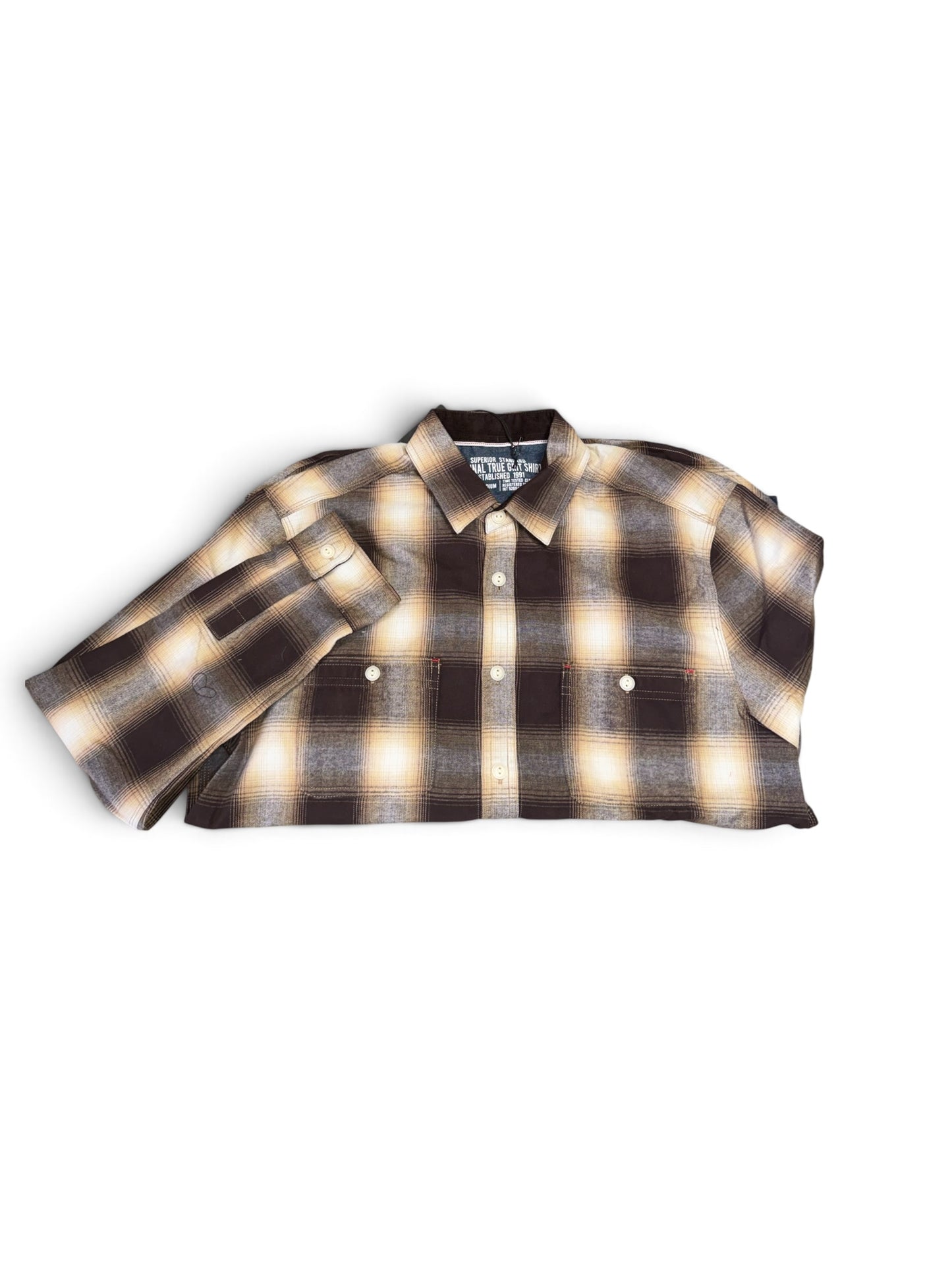 Long-Sleeve 2 Pockets Shirt-Brown