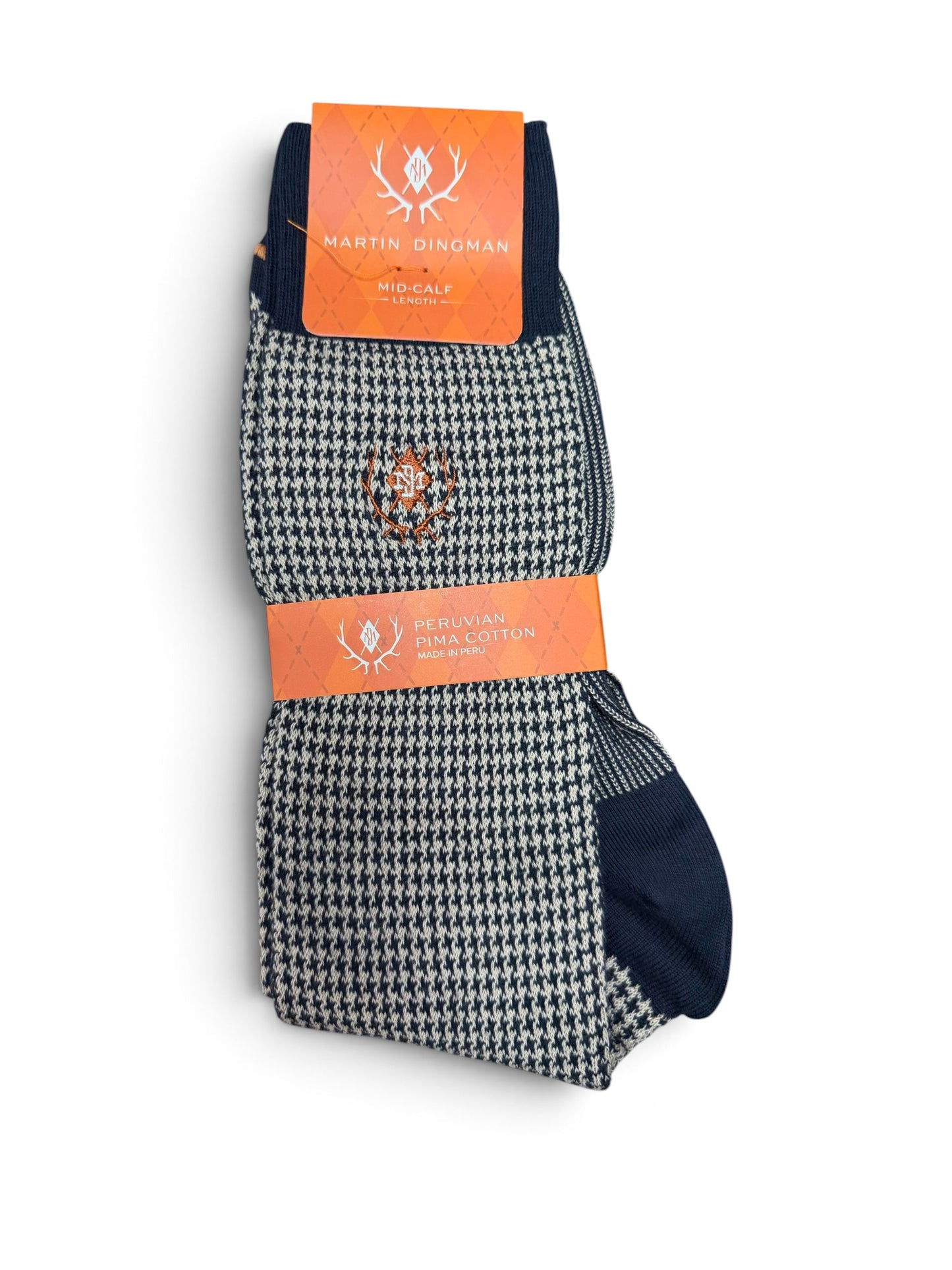 Puppy Tooth Peruvian Pima Cotton Socks-Navy