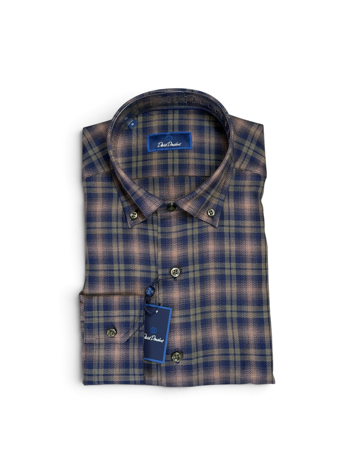Melange Check Sport Shirt-Navy/Olive