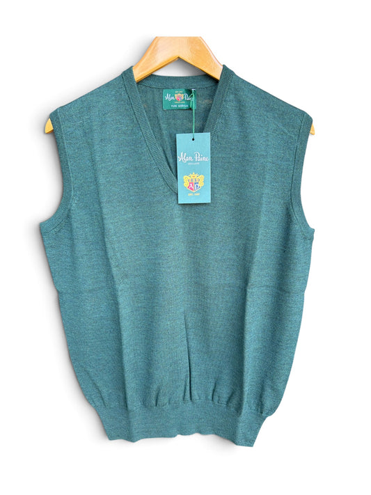 Merino V-Neck Slipover(Sleeveless)-Hunter