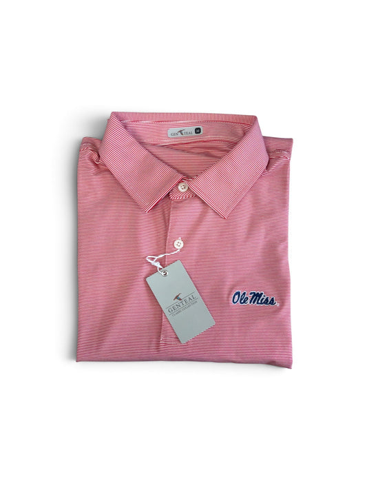Red Club Pinstripe Polo- Ole Miss