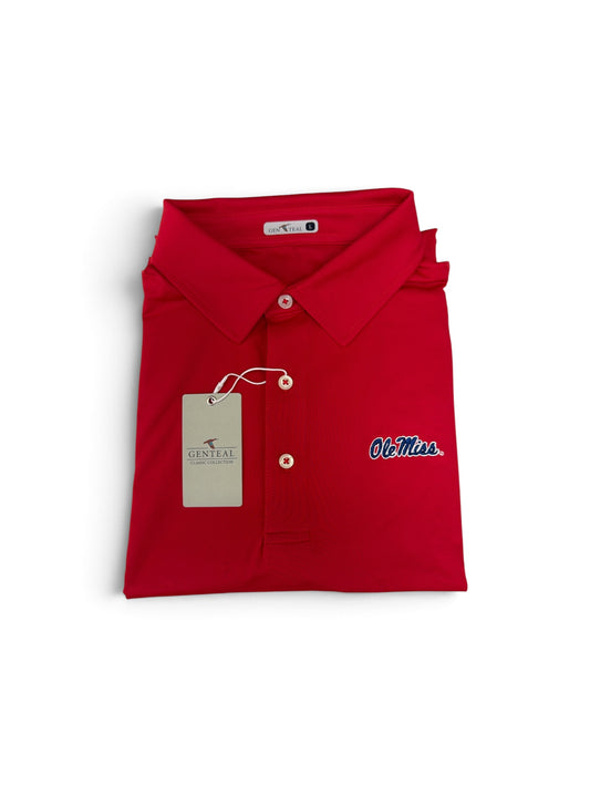 Red Solid Performanace Polo- Ole Miss