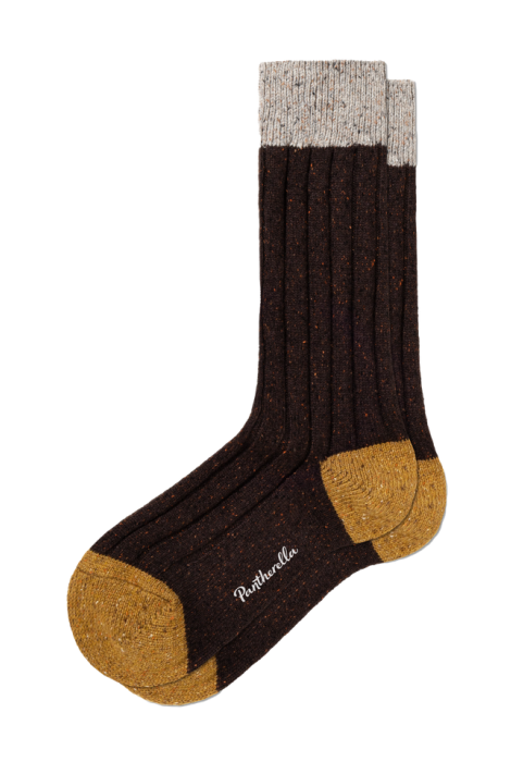 Thornham Socks-Dark Brown,Natural,Mushroom Fleck