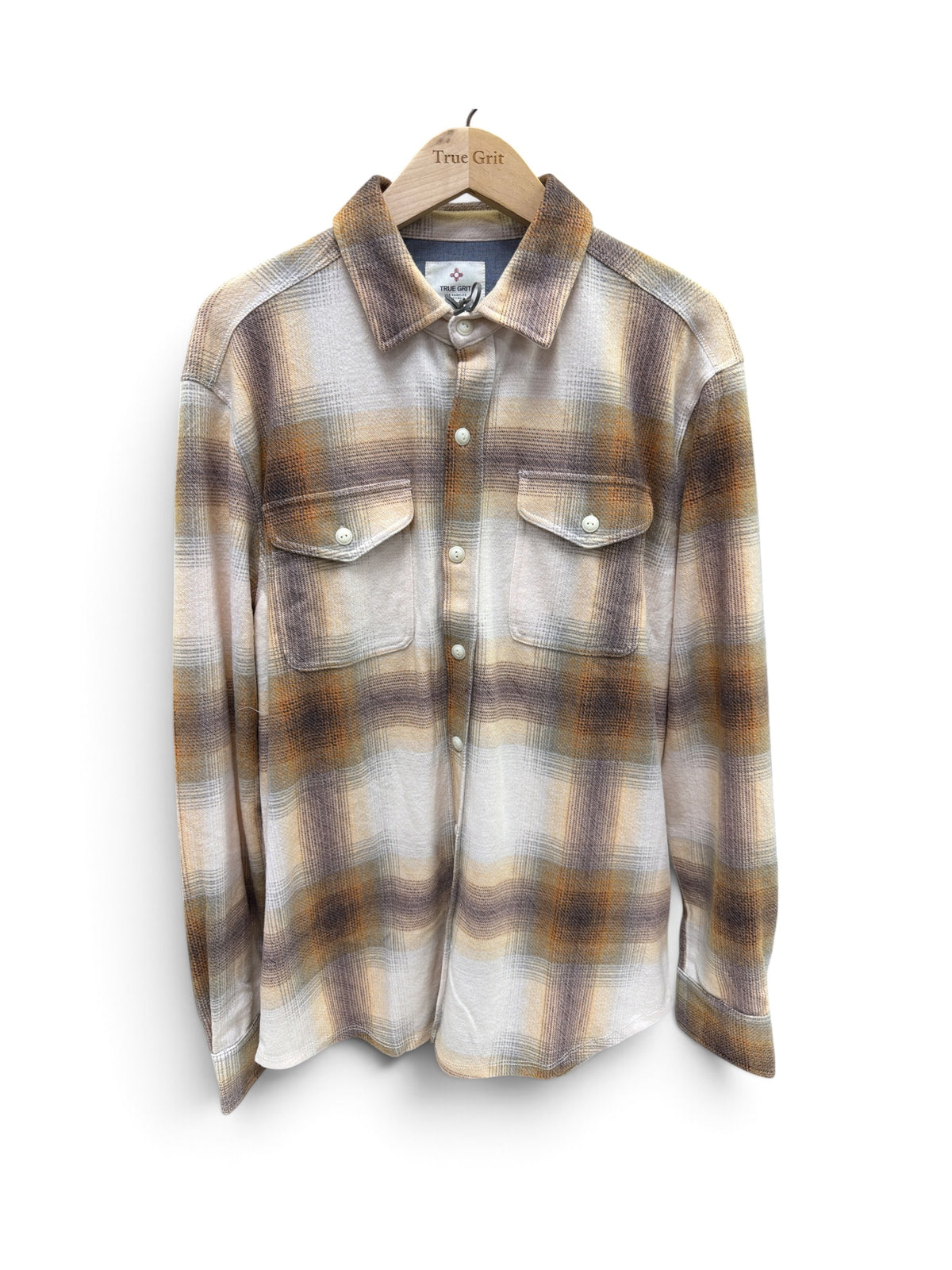 Long-Sleeve 2 Pocket Plaid Shirt-Brown