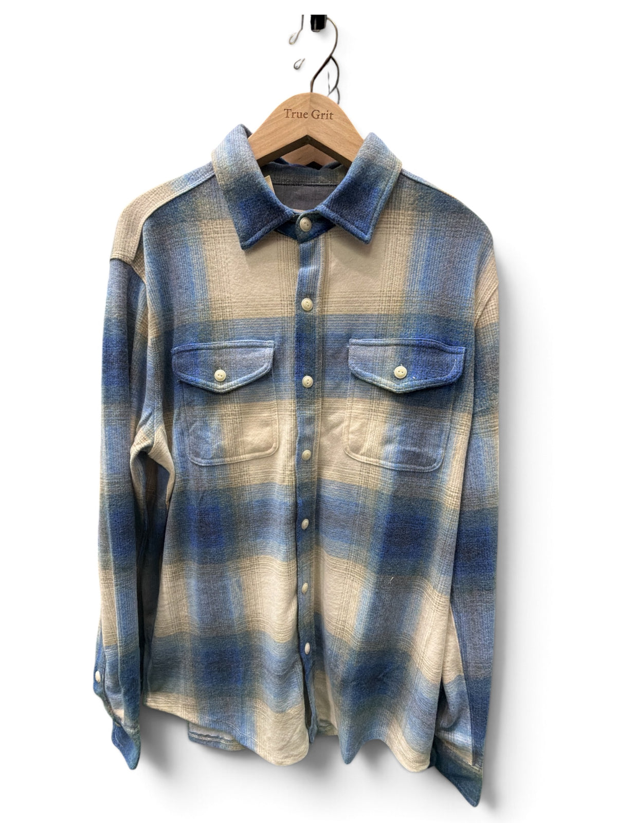 Long-Sleeve 2 Pocket Plaid Shirt-Indigo