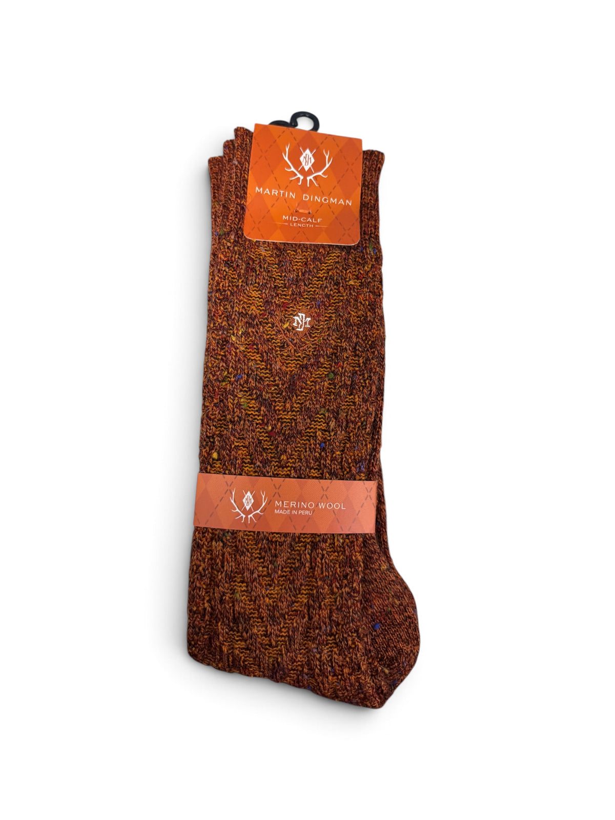 Chevron Alpaca Socks(Mid-Calf Length)-Pumpkin
