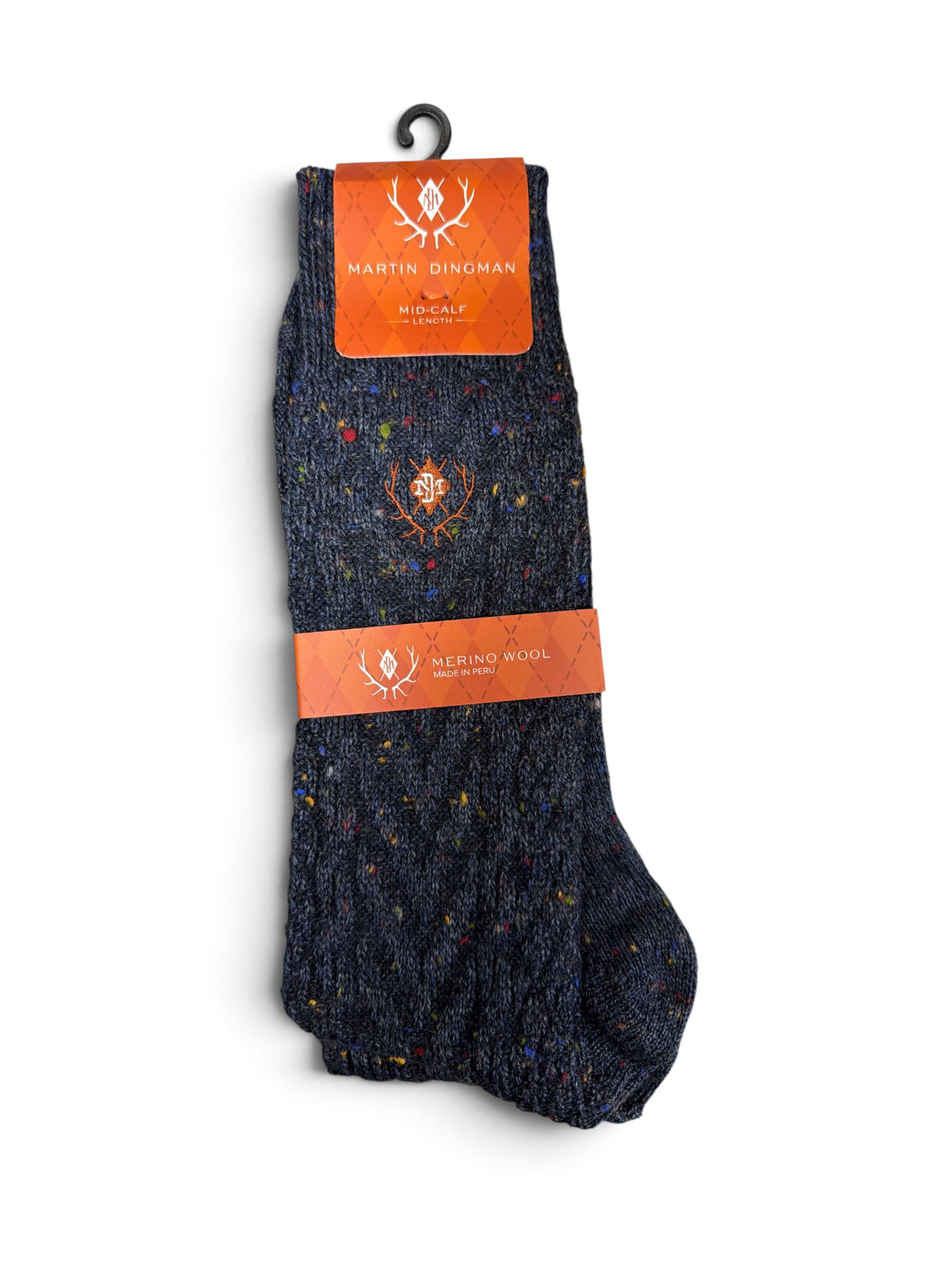 Chevron Alpaca Socks(Mid-Calf Length)-Navy