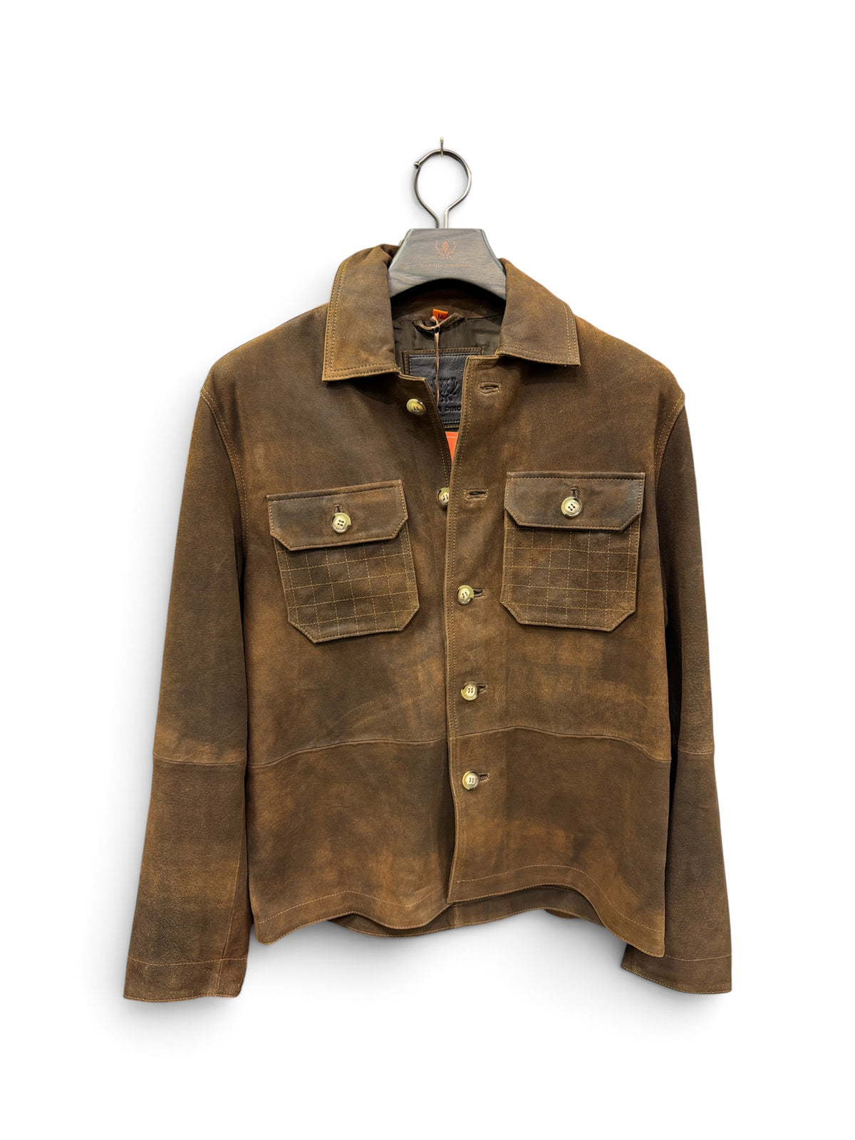 Goat Suede Shirt Jacket-Tobacco