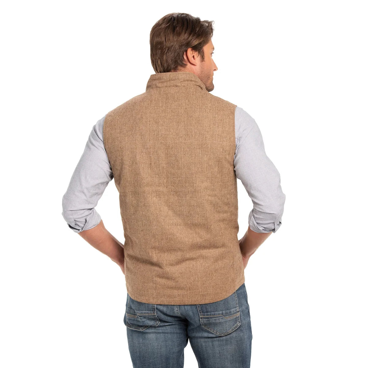 Sautee Vest-Wheat Glen Plaid& Blue