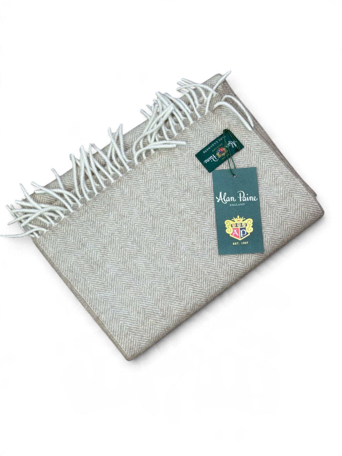 Cashmere Herringbone Scarf-Tan