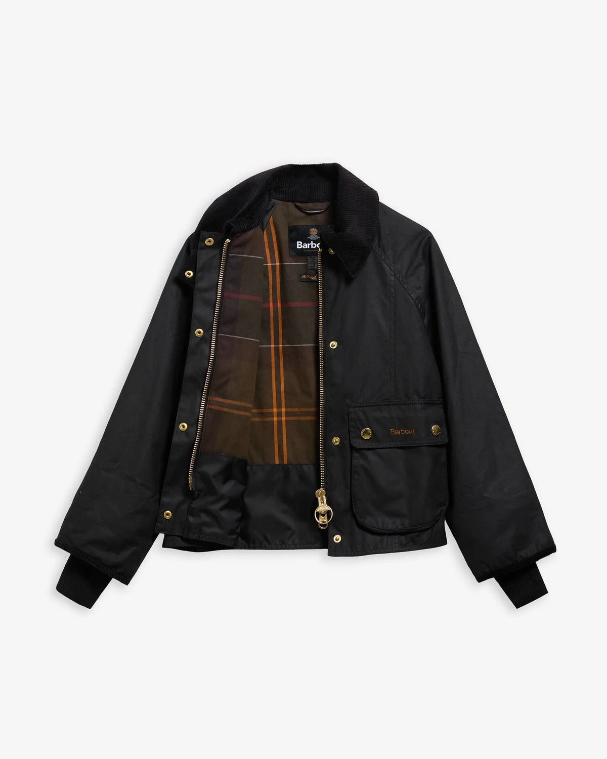 Cropped Beadnell Waxed Jacket-Black