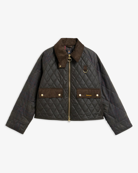Tartan Quilted Spey Waxed Jacket-Olive