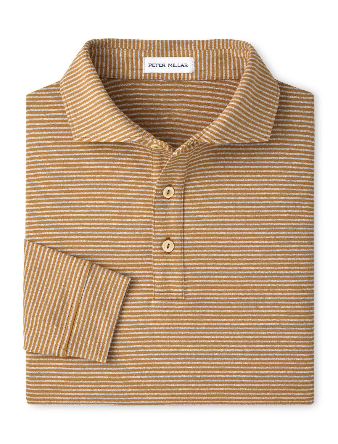 Lyons Stripe Perf Polo(Long-Sleeve)-D. Amber
