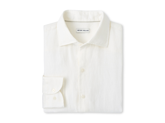 Peter Millar Shoreside Linen Sport Shirt - White